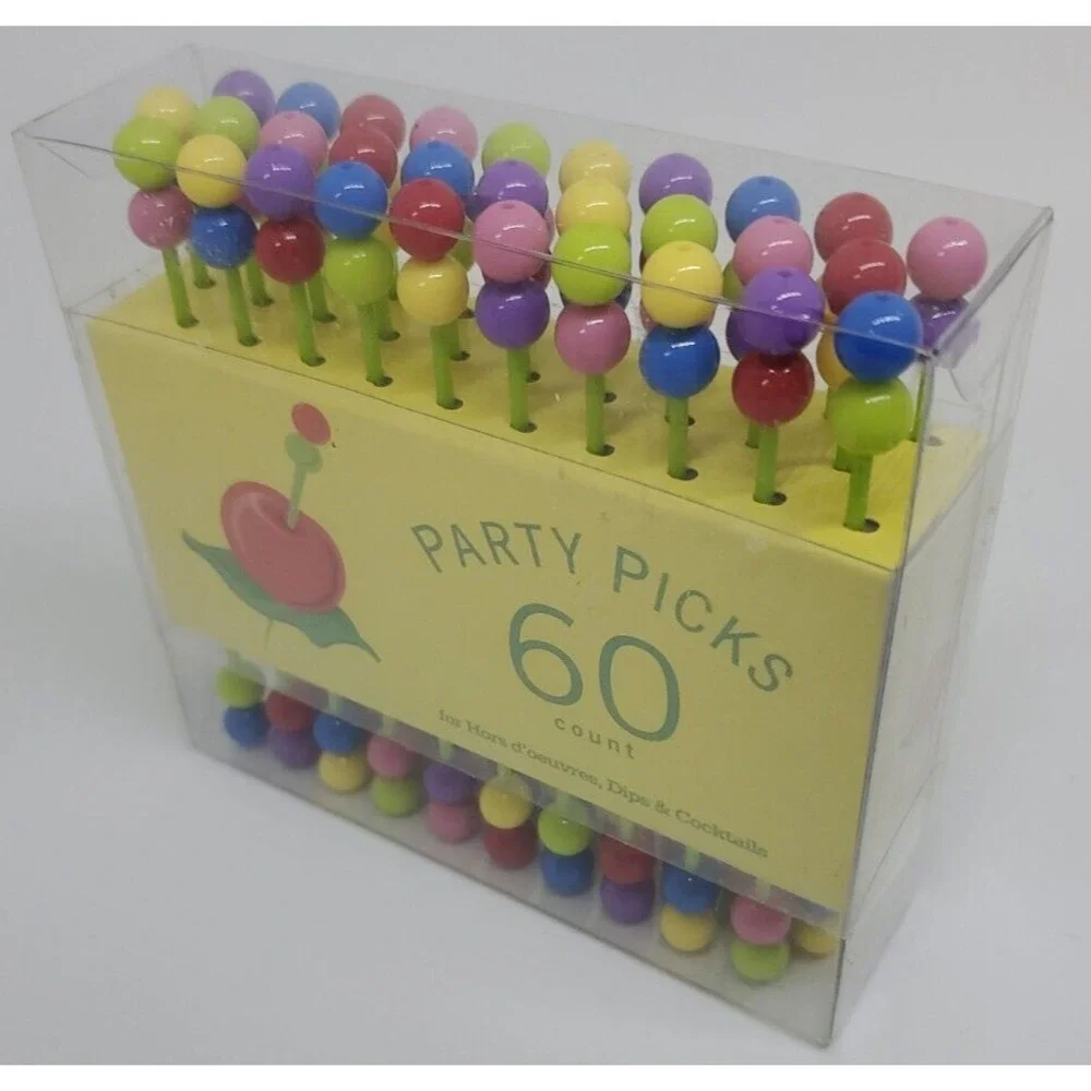 Colorful Cocktail Party Picks Beaded Charcuterie Hors Doeuvres Bends Holder 60ct